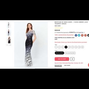 Mon Cheri by Montage 119958 Ombre Lace Trumpet Dress in Black, grey and …